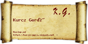 Kurcz Gerő névjegykártya